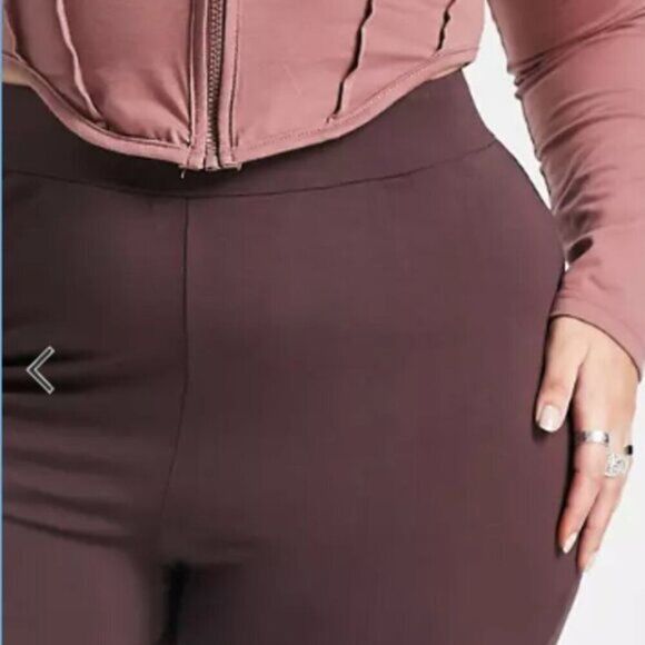 Women's Plus Size High Rise Wide‎ Leg Stretch Jersey Pants - Picture 3 of 4